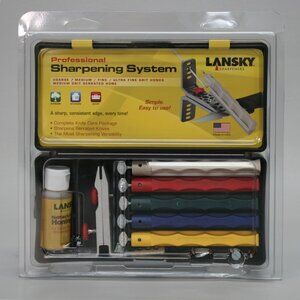 LANSKY 5 Stones Professional Knife Sharpening System Kit Honing Oil Case LKCPR